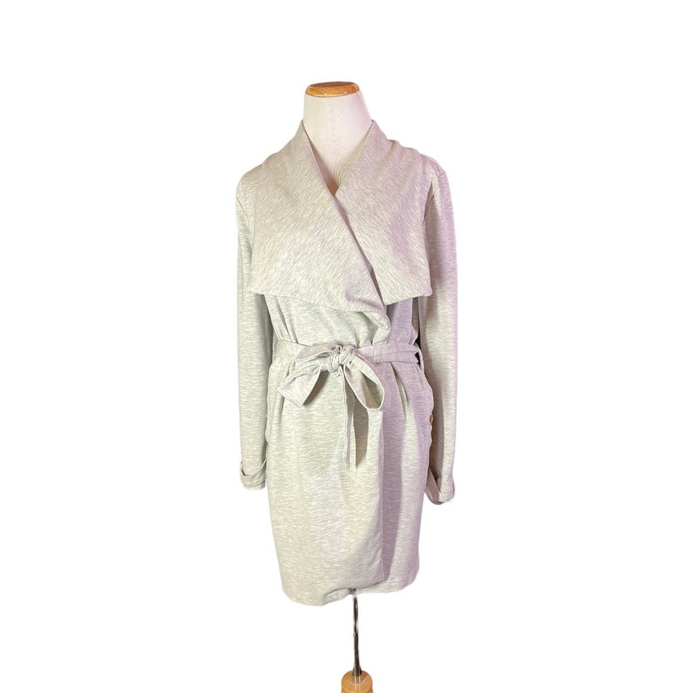 Gibsonlook Size M Heathered Grey Knit Cardigan Jacket Tie Waist